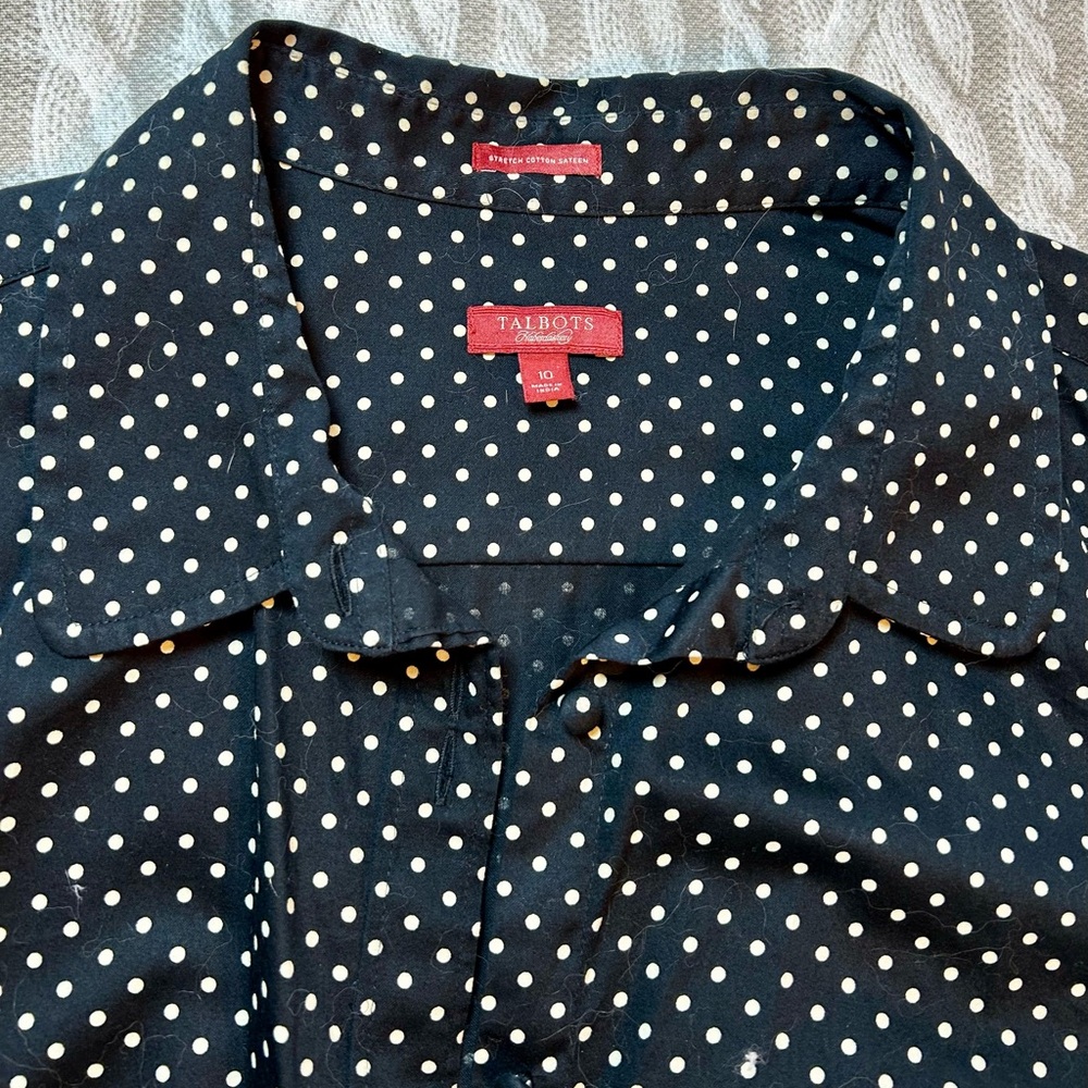 Talbots Black Polka Dot Shirt